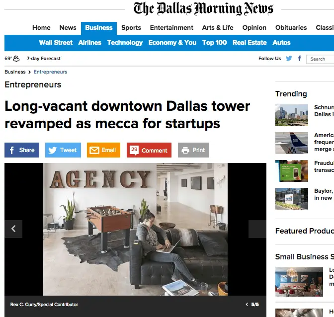 Agency Entourage in Dallas Morning News