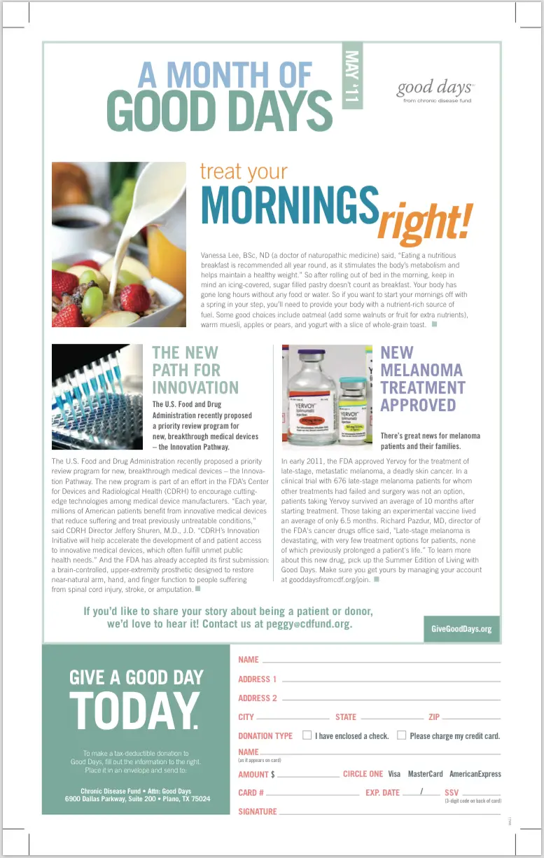 Good Days from CDF - PRINT- Mailer INSIDE MAY